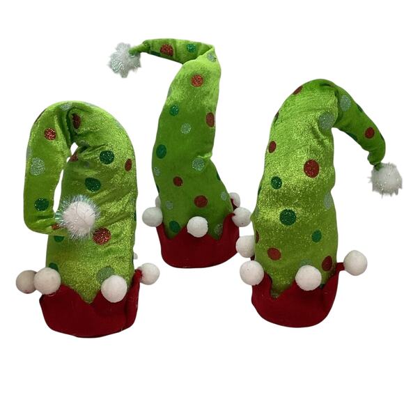 Elf Hat Ornament Clip On 14 in Large Christmas Shapable Holiday Decor- Set/3 - Picture 4 of 4